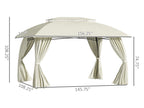 10' x 13' Outdoor Double Vented Roof  Gazebo Patio - Beige
