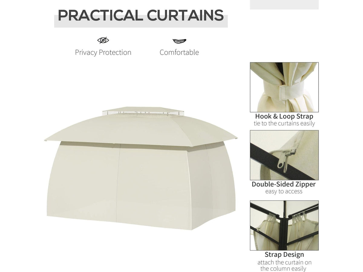 10' x 13' Outdoor Double Vented Roof  Gazebo Patio - Beige