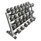 Muscle Motion Rubber Hex Dumbbell Set 10kg–40kg (10 Pairs) with 3-Tier Rack