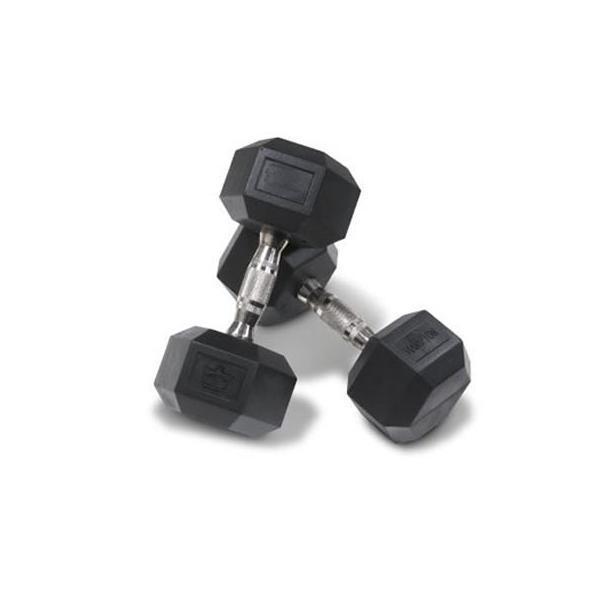 Muscle Motion Rubber Hex Dumbbell Set With 2 Tier Rack (5kg To 40kg) (12 Pairs)
