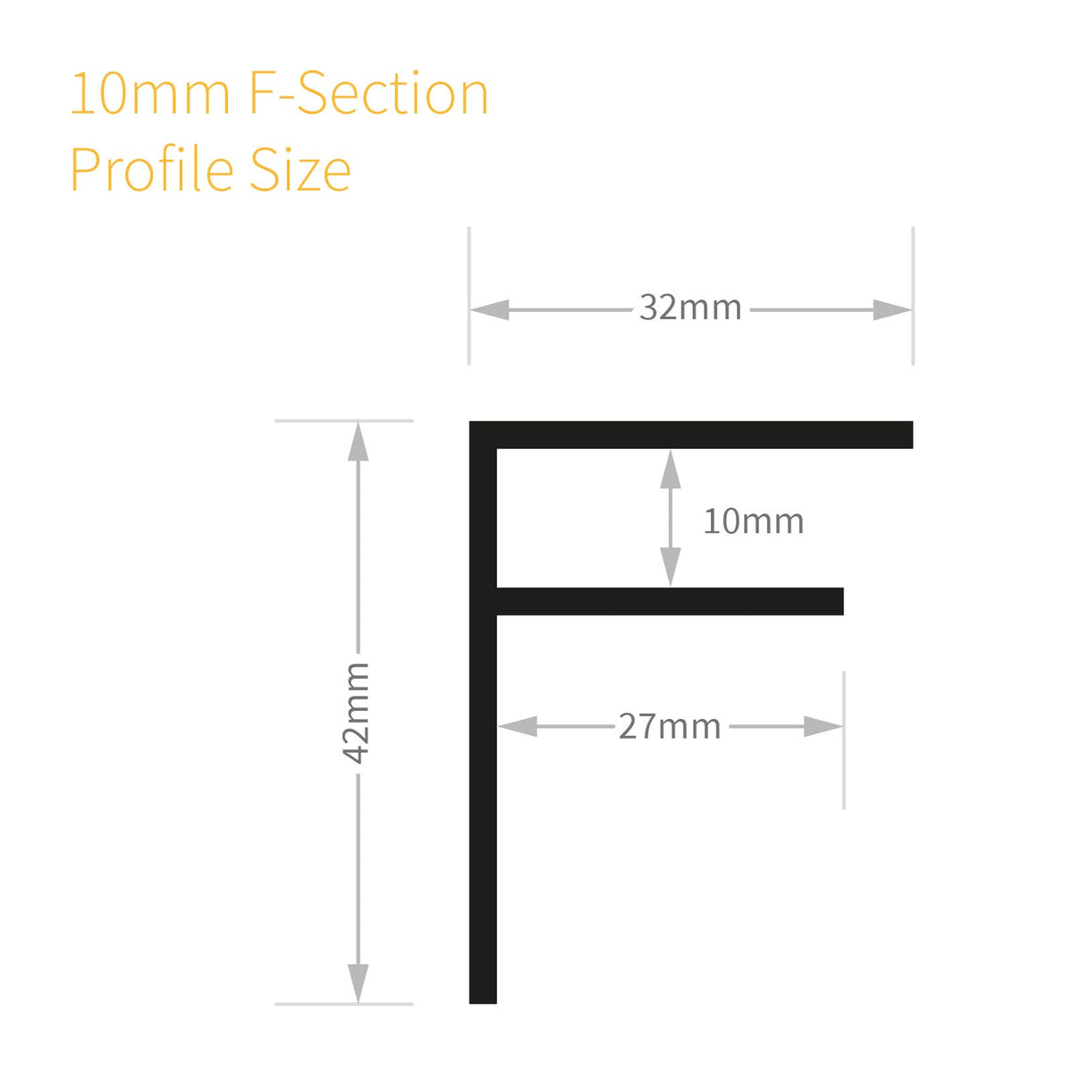 10mm Aluminium F-Section