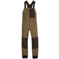 Simms ProDry Fishing Bib - Men's in olive green with reinforced dark brown knee and ankle panels, featuring adjustable shoulder straps and a front chest pocket with zipper, designed for durable fishing tackle and outdoor use.