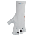 Simms SolarFlex Sun Gloves in light gray with fingerless design and adjustable wrist closures for sun protection while fishing