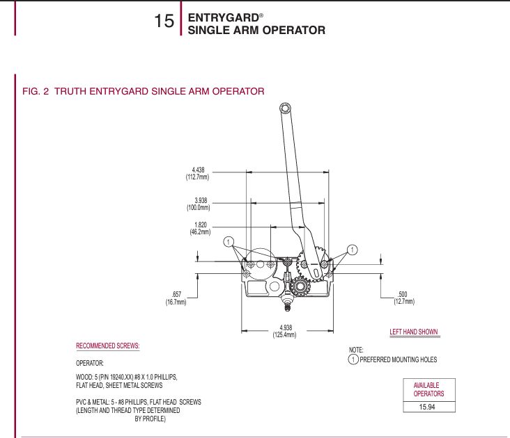 117 Casement Operator- EntryGuard Straight Arm