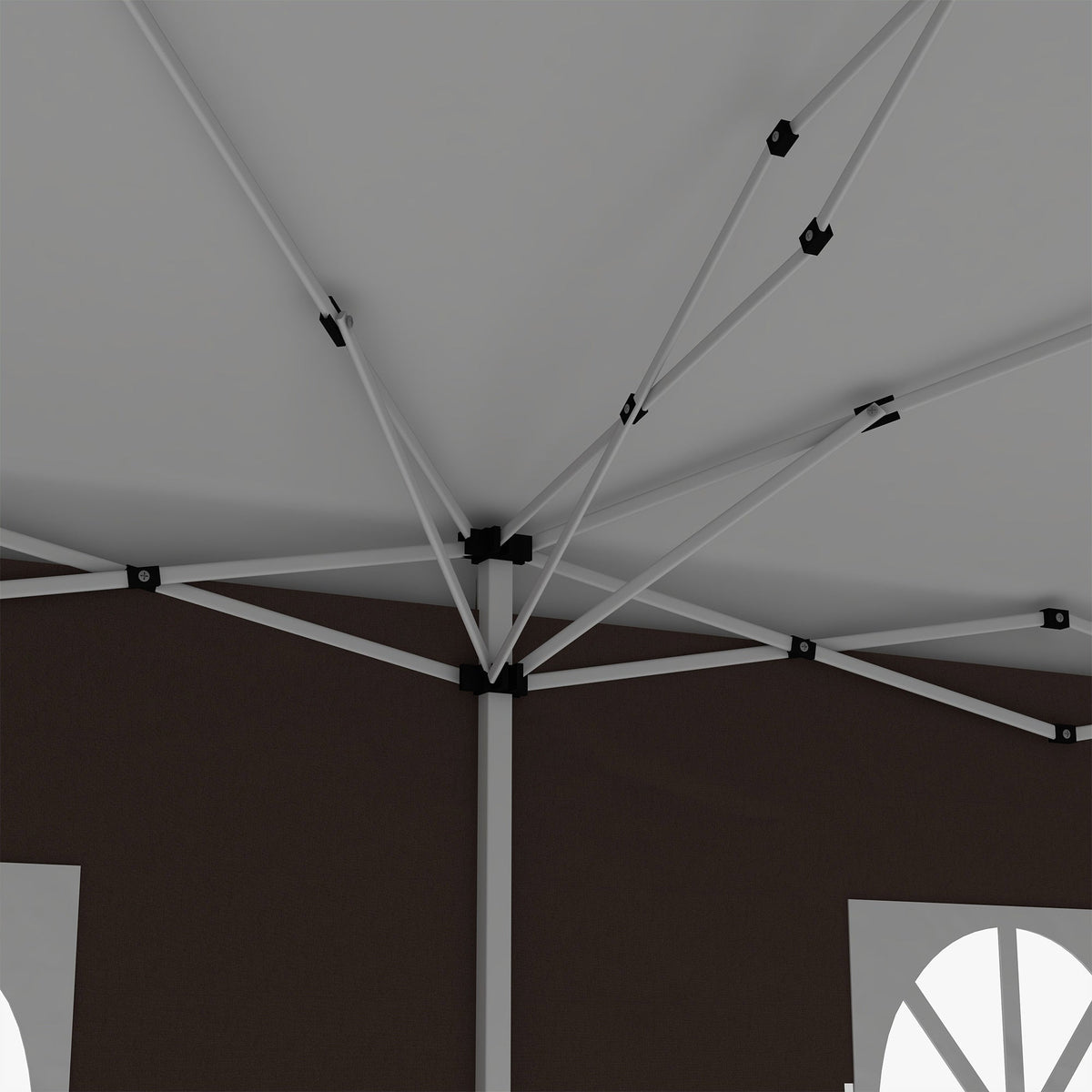 3 x 6m Garden Pop Up Gazebo, Wedding Party Tent with Sidewalls, Windows, Carry Bag, Brown