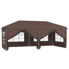 3 x 6m Garden Pop Up Gazebo, Wedding Party Tent with Sidewalls, Windows, Carry Bag, Brown