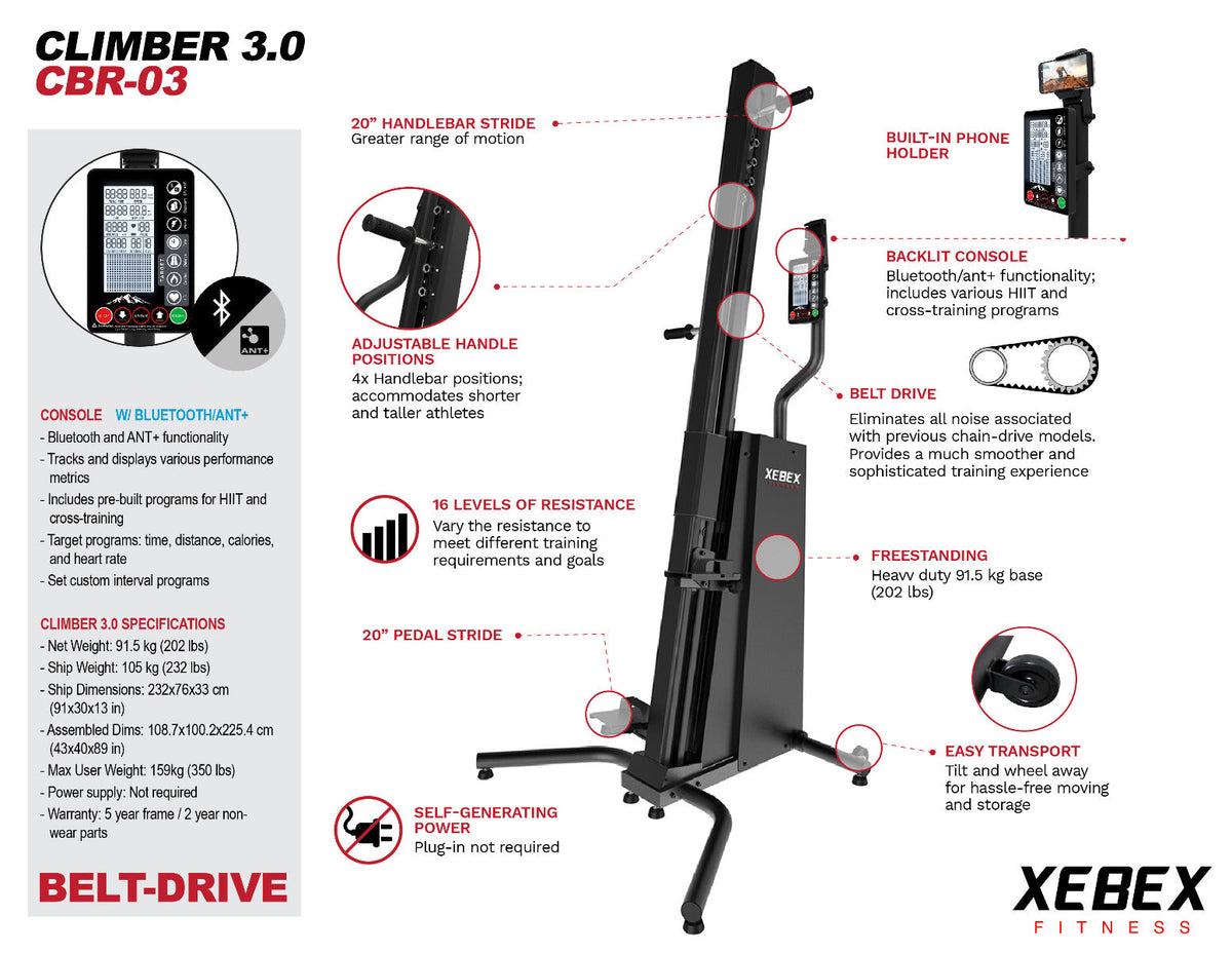 Xebex Fitness Vertical Climber 3.0 Smart Connect
