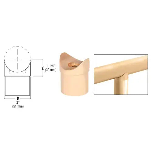 CRL Polished Brass Coped Perpendicular Collar for 2" Tubing - HR20CCPB