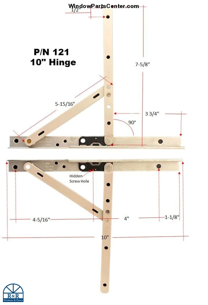 121 Amesbury Truth Adjustable Hinge Track Kit - 10 And 14 Inch Style / Standard Casement Window