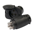 Marinco 70 A Trolling Motor Plug & Receptacle for 12/24/36/48V Trolling Motors shown as a black heavy-duty marine-grade electrical connector with four metal pins and a protective flip cover.