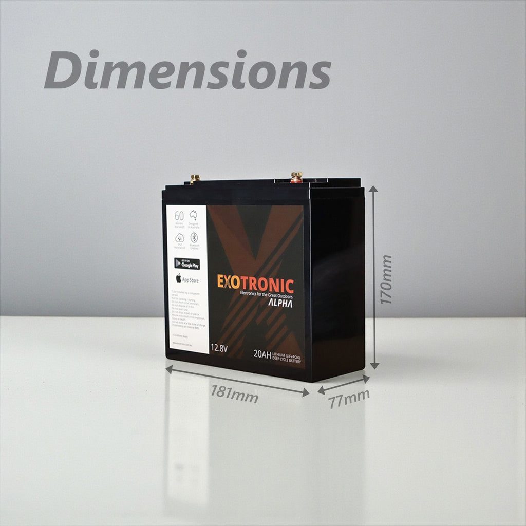 Exotronic 12V 20Ah Alpha IP67 Smart Bluetooth Lithium Battery