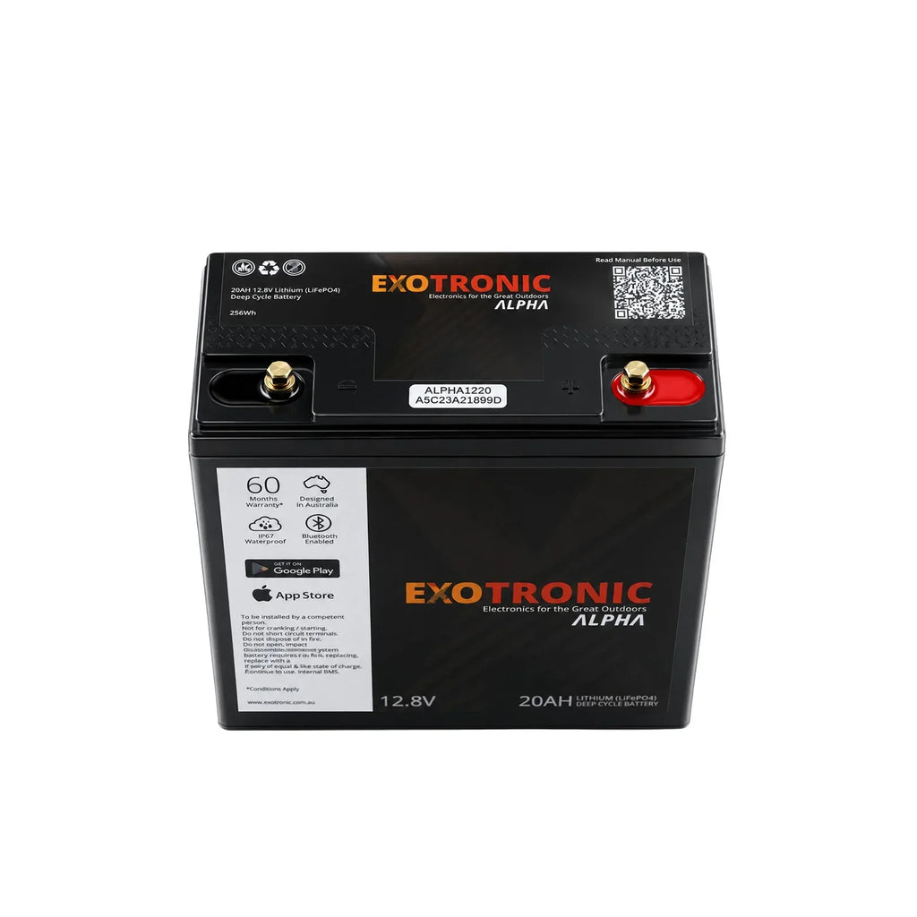 Exotronic 12V 20Ah Alpha IP67 Smart Bluetooth Lithium Battery