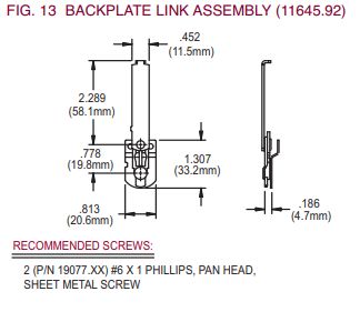 130 - Amesbury Truth Mirage Concealed Multi point Locking System BACKPLATE LINK ASSEMBLY (11645.92)