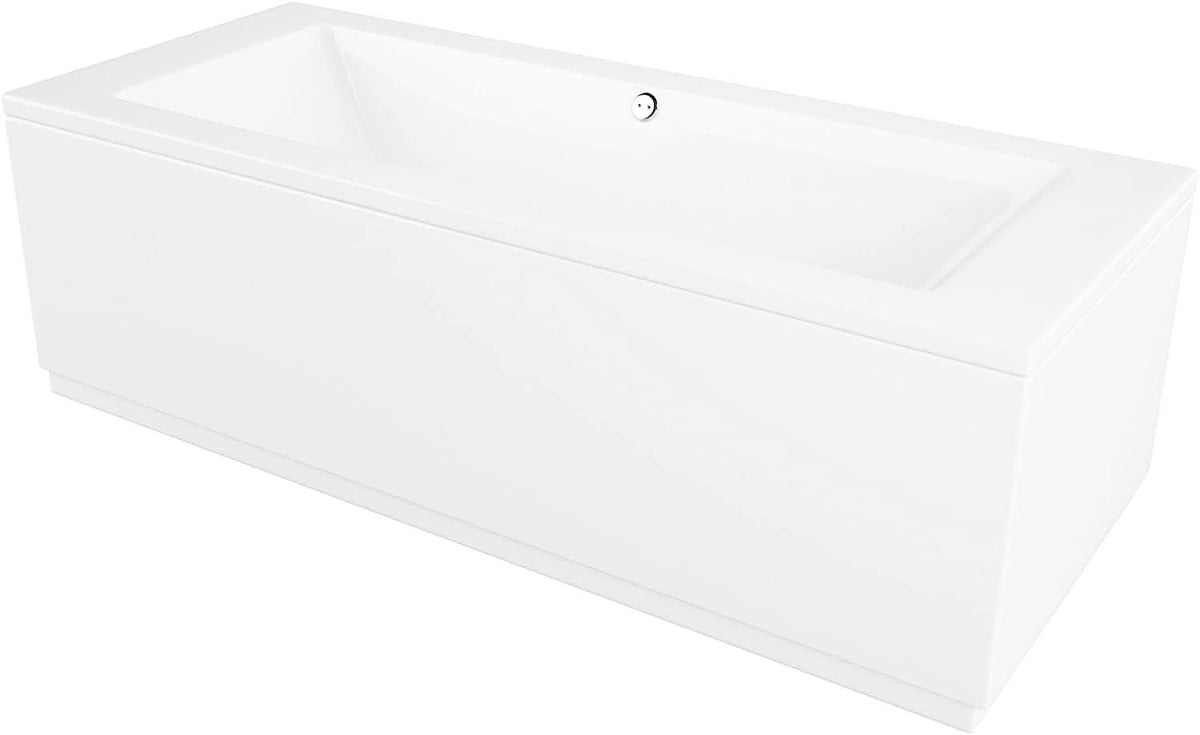 iBathUK Strava Double Ended Rectangular Acrylic Bathtub with Adjustable Feet, Modern White Gloss Bathroom Tub,1700 x 700mm