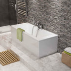 iBathUK Strava Double Ended Rectangular Acrylic Bathtub with Adjustable Feet, Modern White Gloss Bathroom Tub,1700 x 700mm