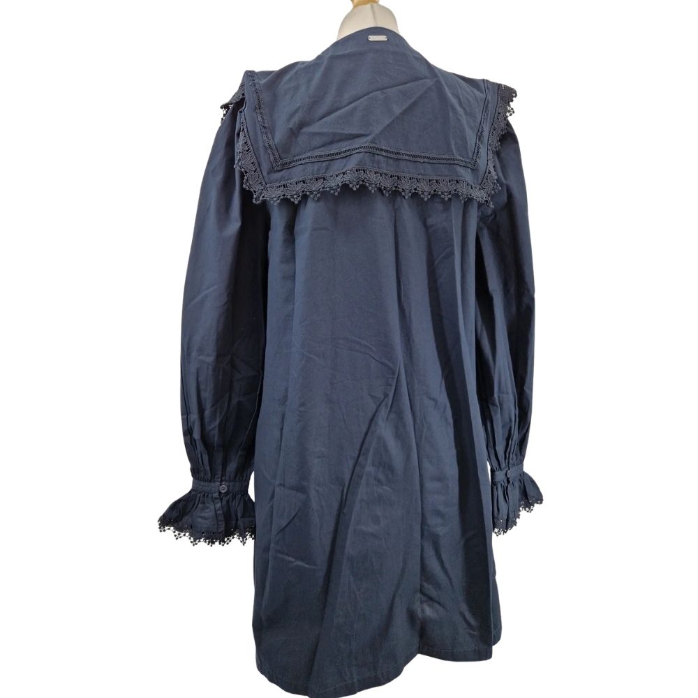 Barbour Tisbury LDR1019 Cotton Lace Collar A-Line Mini Dress - UK 8 - Navy