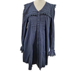 Barbour Tisbury LDR1019 Cotton Lace Collar A-Line Mini Dress - UK 10 - Navy