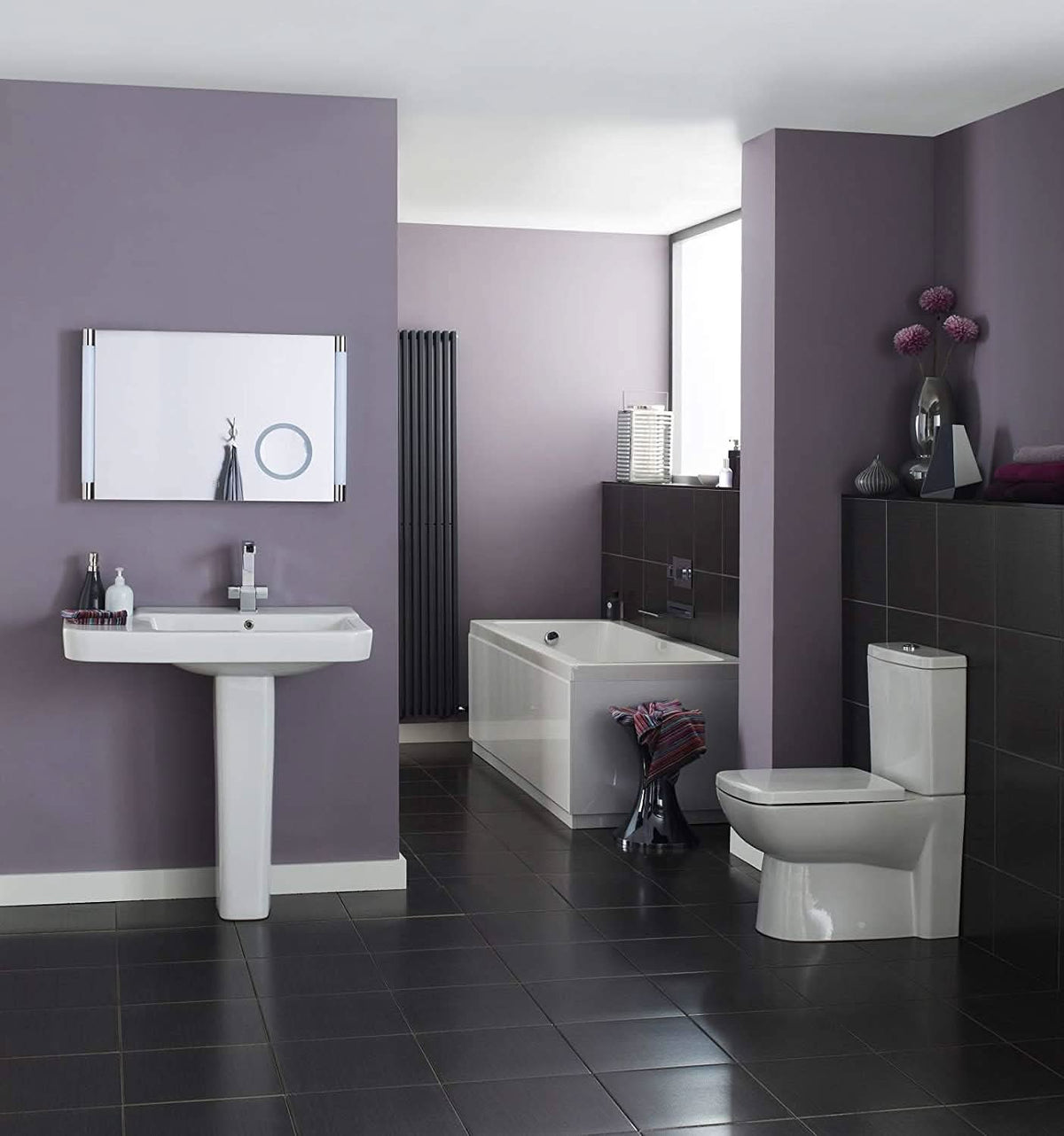 iBathUK Olira Double Ended Rectangular Bath with Rounded Interior, White Gloss Acrylic Bathtub, 1700 x 700mm