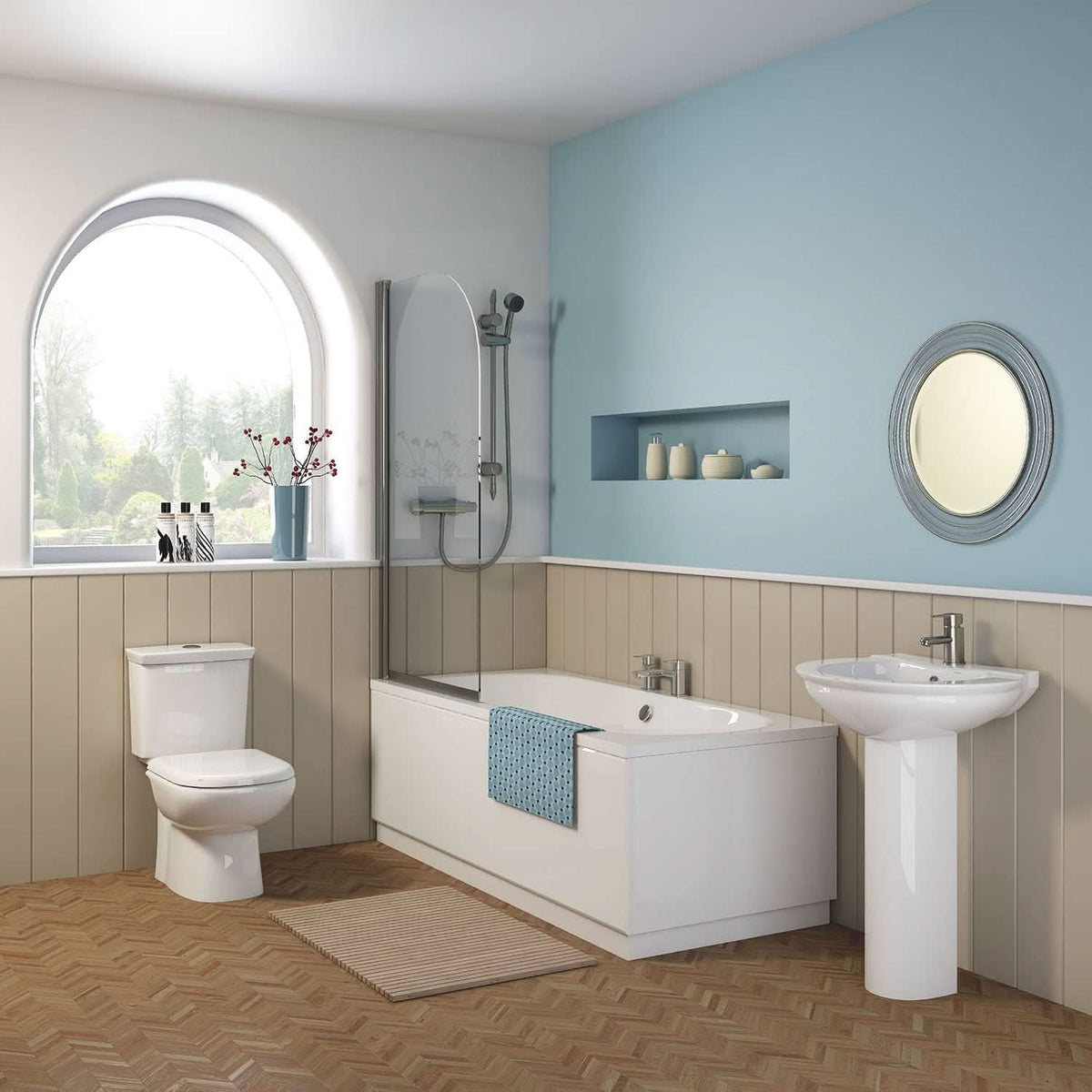 iBathUK Olira Double Ended Rectangular Acrylic Bathtub with Rounded Interior, White Gloss Bathroom Bath, 1700 x 750mm