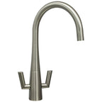 Astini Cosmopolitan Twin Lever Kitchen Sink Mixer Tap with Brushed Steel and Chrome Finish