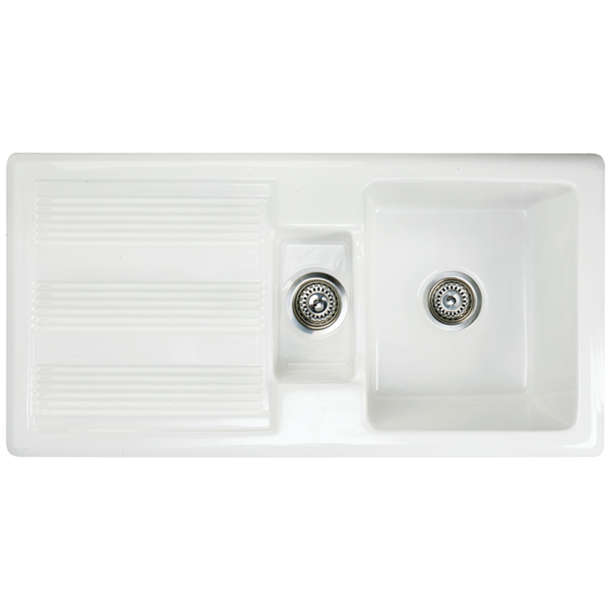 Astini Canterbury 150 1.5 Bowl Gloss White Ceramic Kitchen Sink with Waste Options