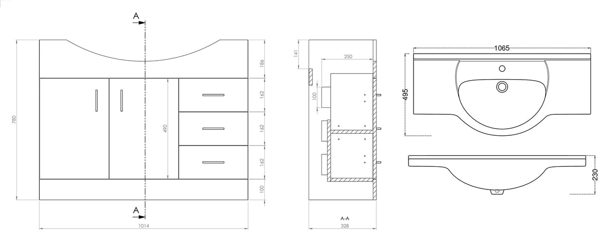 VeeBath Linx Vanity Unit and Compact Storage Combination Unit