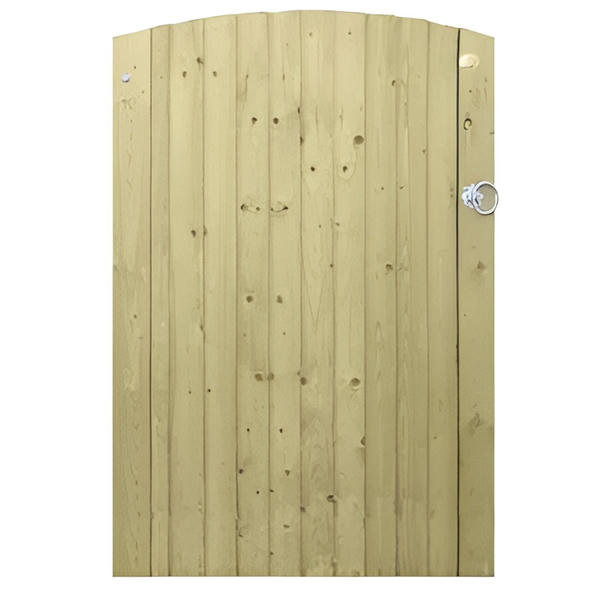 Convex Featherboard Gate (Left Hand Hanging) Complete with Fittings - 1.45m x 1m