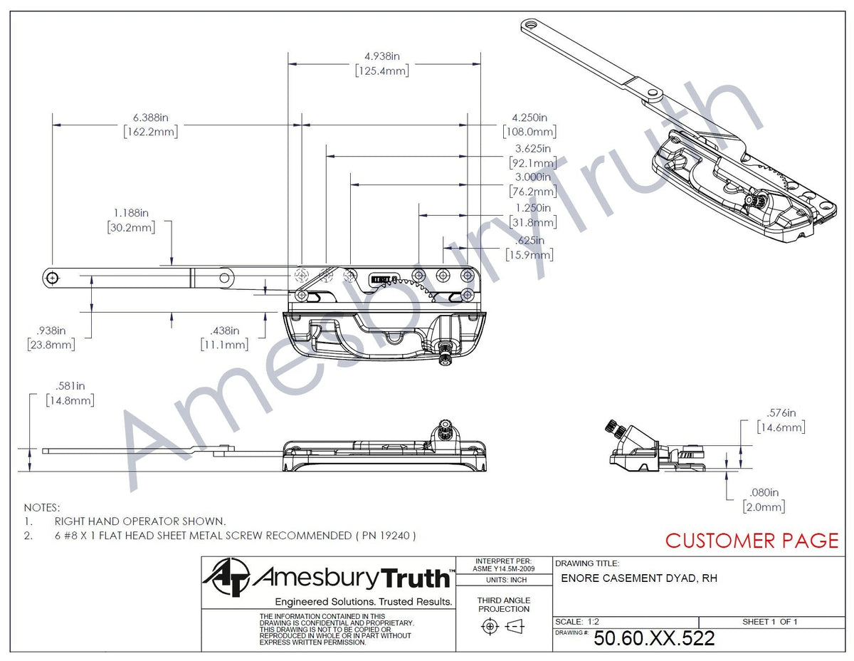 147 AmesburyTruth Encore Sill Mount Casement Operator- Dyad 50.60