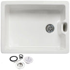 Astini Belfast 100 1.0 Bowl White Ceramic Kitchen Sink with Plug Waste