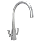 Astini Cosmopolitan Twin Lever Kitchen Sink Mixer Tap with Brushed Steel and Chrome Finish
