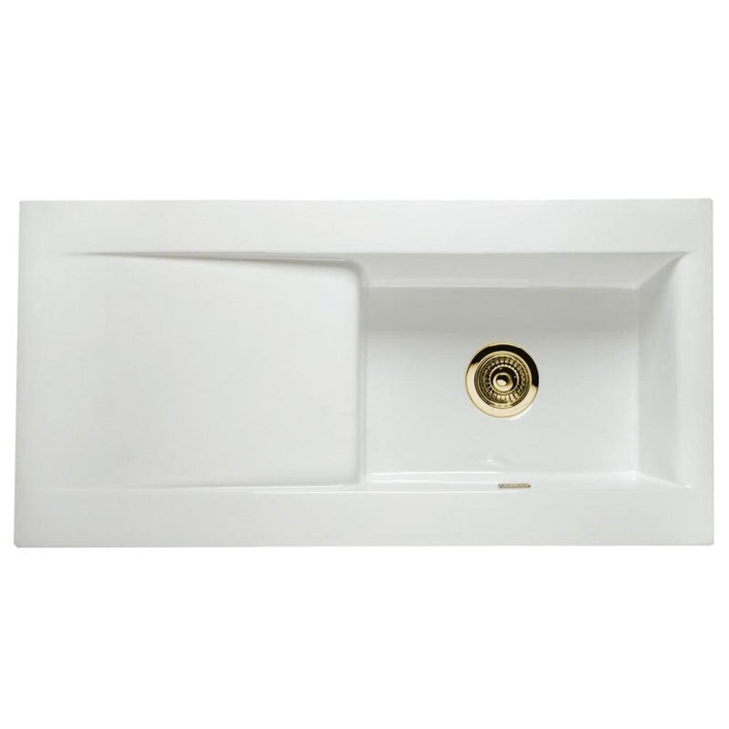 Astini Desire 100 1.0 Bowl Gloss White Ceramic Kitchen Sink with Waste Options