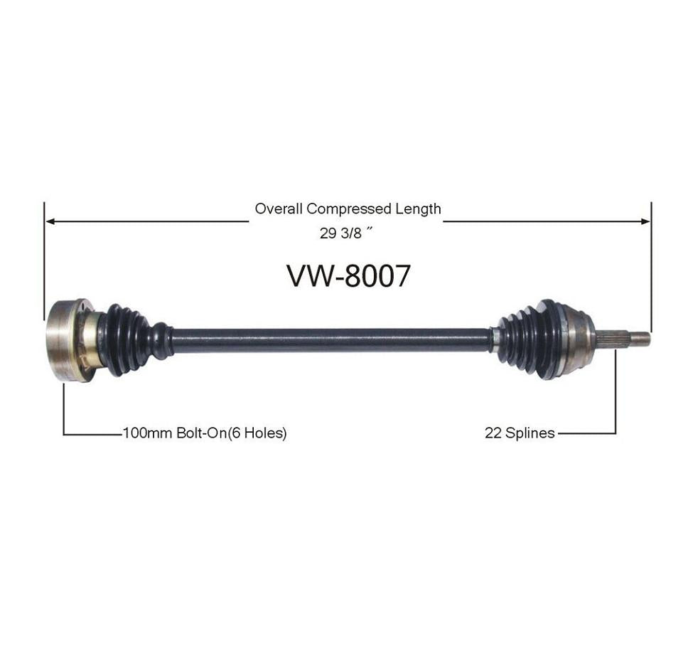 CABRIOLET 1985-1993 SCIROCCO 1985-1988 Passenger Side Cv Shaft Axle