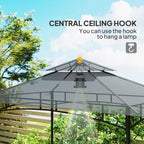 8' x 5' Grill Gazebo Canopy with LED Lights, 2 Side Shelves, Basket & Hooks for Picnic, Dark Grey