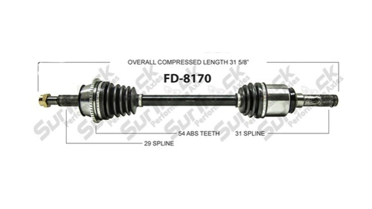 FD8170 Rear Drivers Side CV Drive Axle Call Check Info