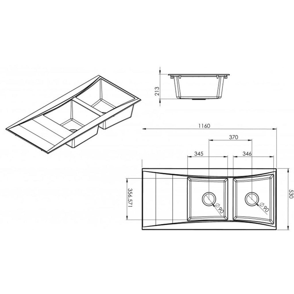 Astini Xeron 2.0 Bowl SMC Synthetic Reversible Kitchen Sink with Waste & Tap