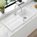 Astini Canterbury 100 1.0 Bowl Gloss White Ceramic Kitchen Sink with Waste Options