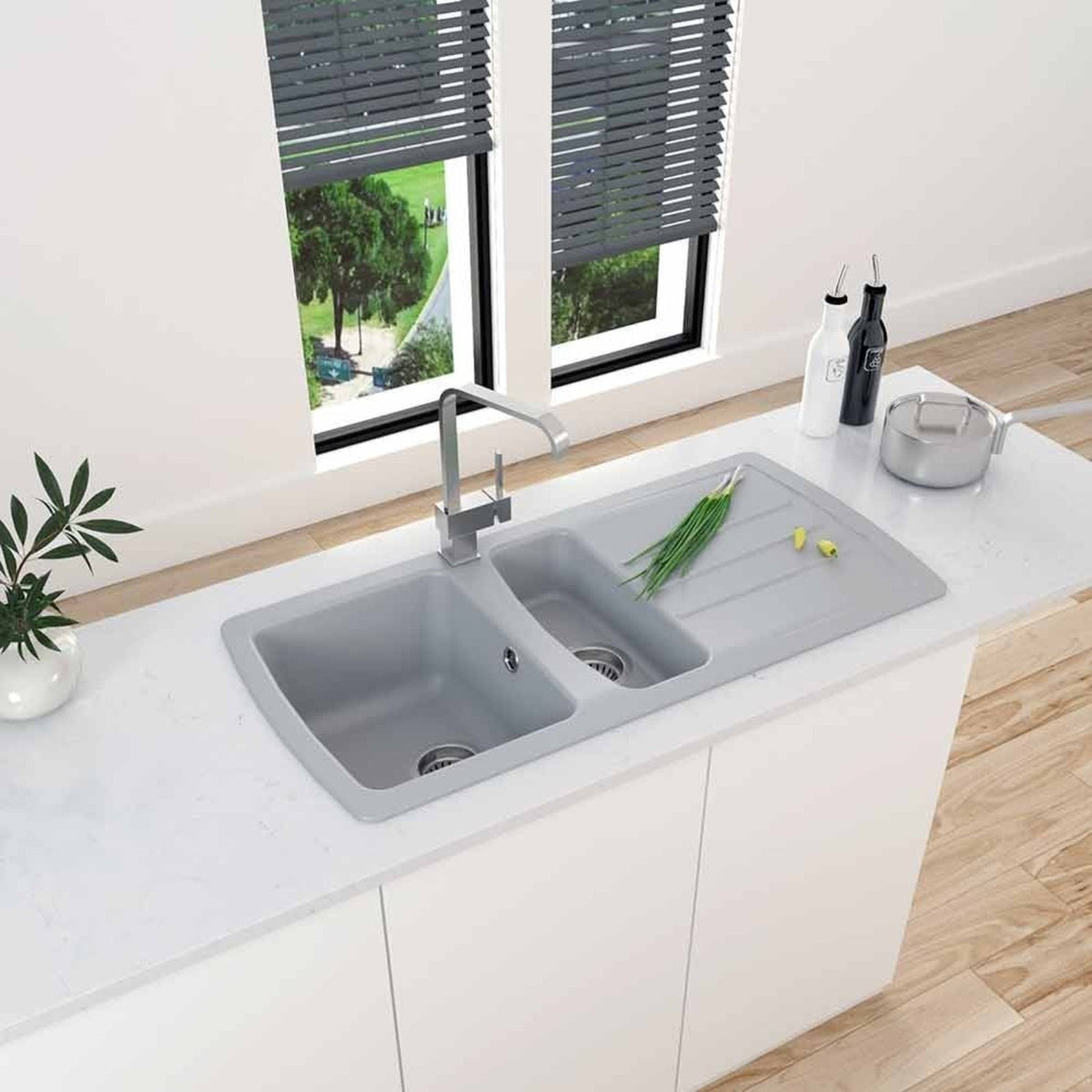 Astini Harrison 1.5 Bowl Composite Synthetic Kitchen Sink & Waste