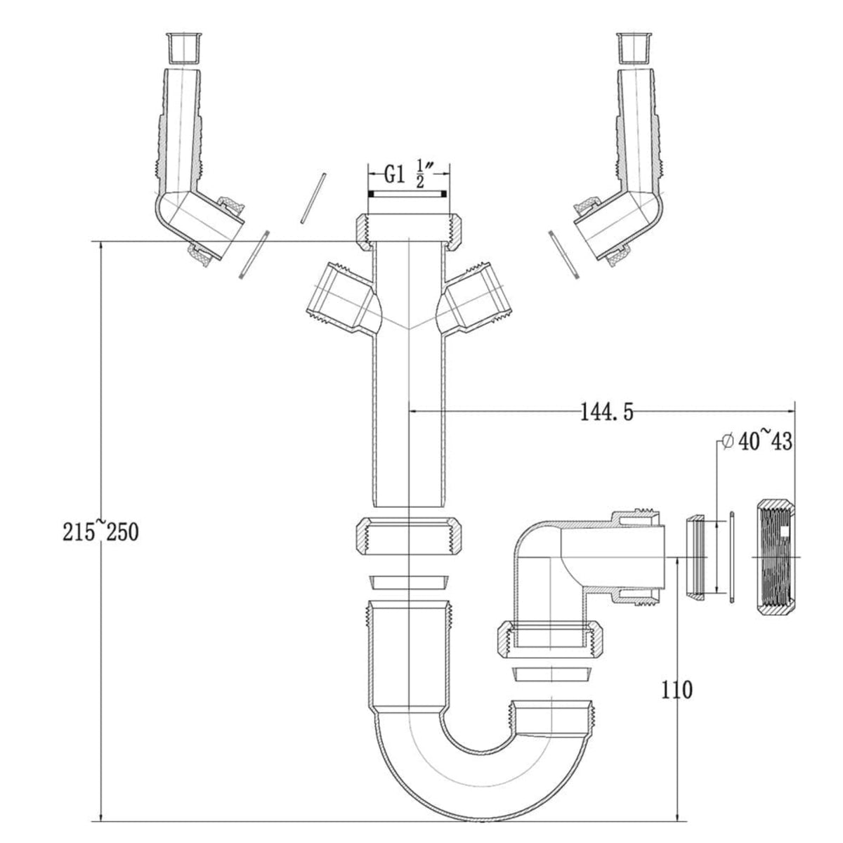 Astini RAK Rangemaster 1.0 Bowl Waste & Plumbing Kit No Overflow WPAK4