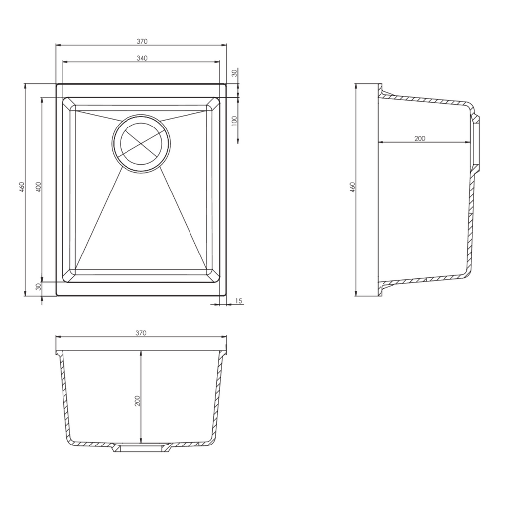Astini Dante 340 1.0 Bowl Granite Undermount Kitchen Sink & Waste