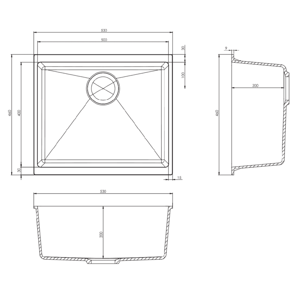Astini Dante 500 1.0 Bowl Granite Undermount Kitchen Sink & Waste