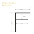 16mm Aluminium F-Section