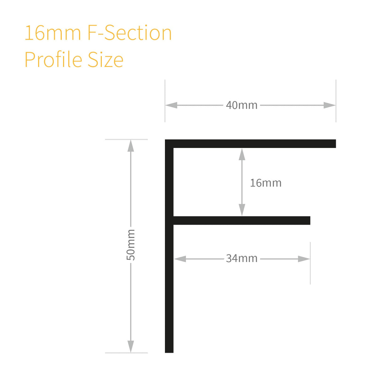 16mm Aluminium F-Section