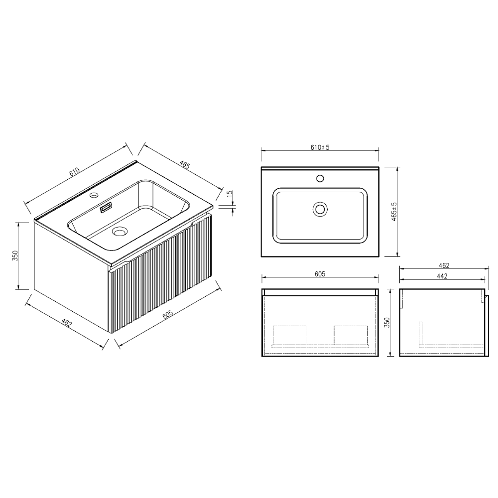 Astini Flauto 600 Wall Hung Vanity Unit & Basin