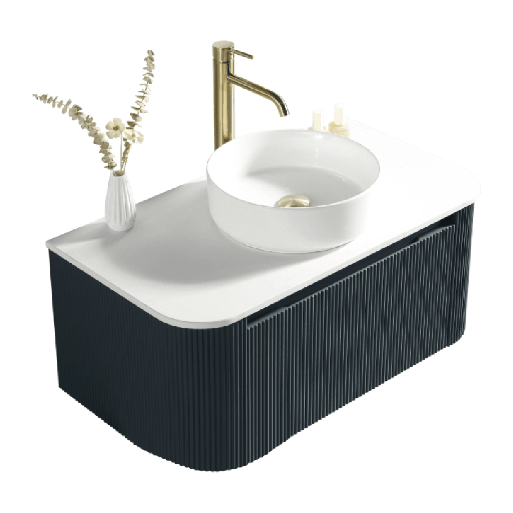 Astini Flauto 870 Curved Corner Wall Hung Vanity Unit & Sintered Stone Counter Top