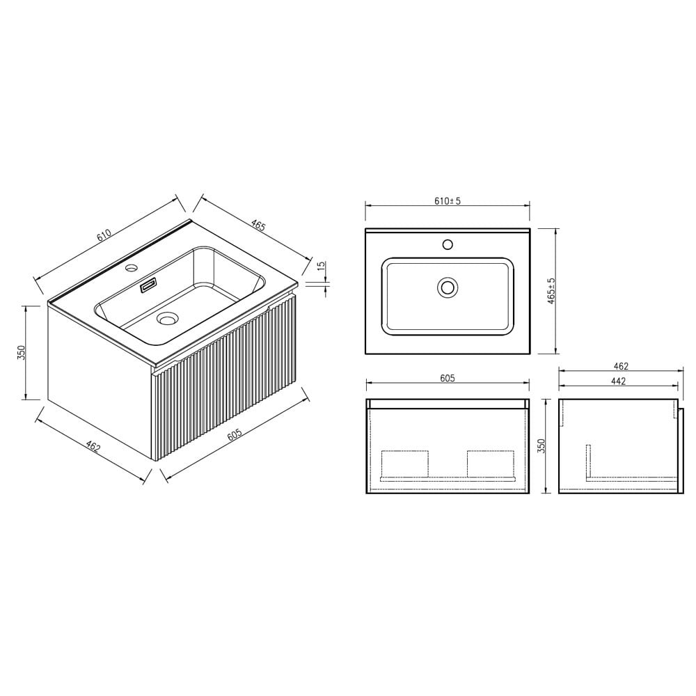 Astini Flauto 600 Wall Hung Vanity Unit & Basin