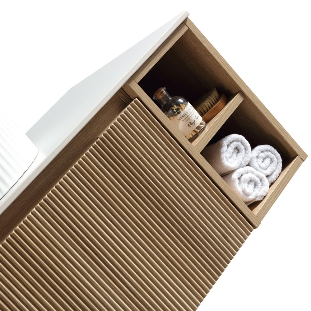 Astini Flauto 1000mm Wall Hung 2 Side Storage Vanity Unit With Counter Top