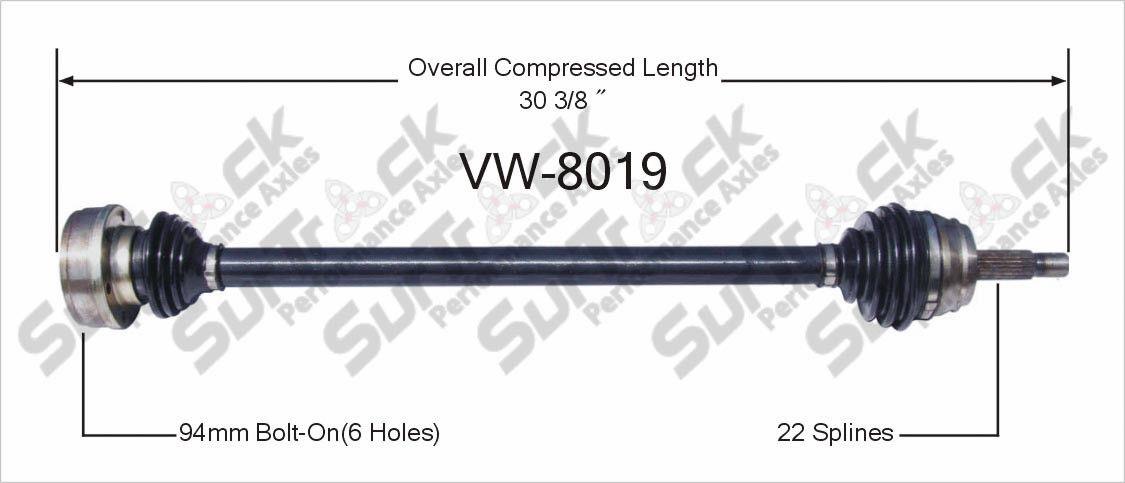 CV Axle Shaft- Front Right SurTrack VW-8019 P/S 90MM 3.75 INCH IB Joint