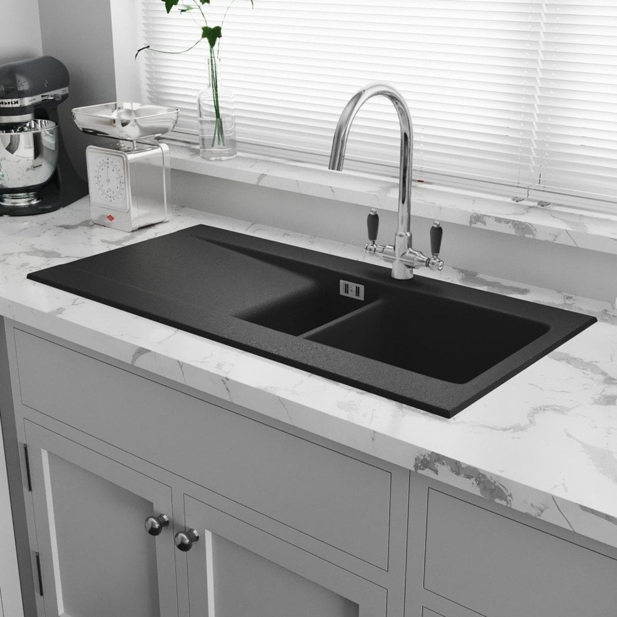 Astini Desire 150 1.5 Bowl Matt Ceramic Kitchen Sink & Waste