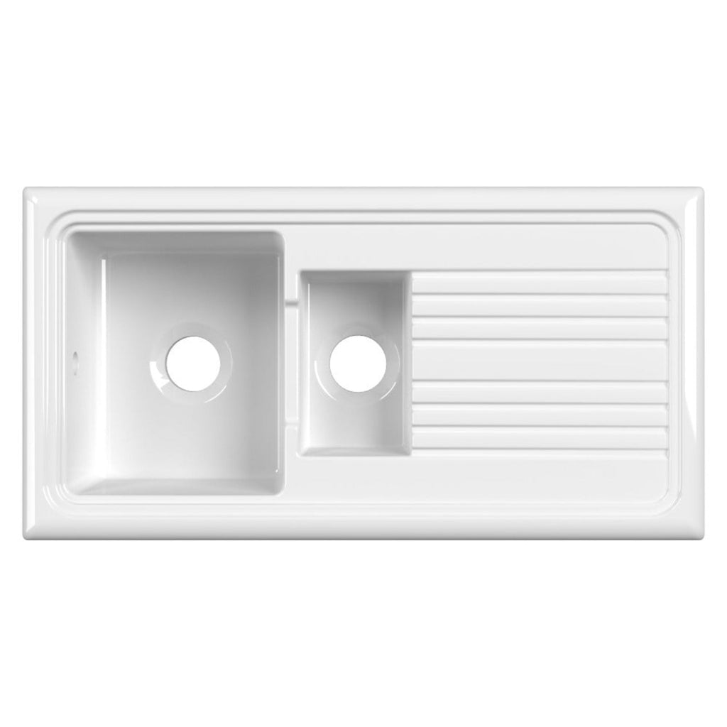 Astini Lago 150 1.5 Bowl Fireclay Ceramic Kitchen Sink with Waste & Overflow