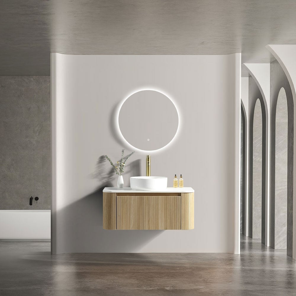 Astini Flauto 870 Curved Corner Wall Hung Vanity Unit & Sintered Stone Counter Top